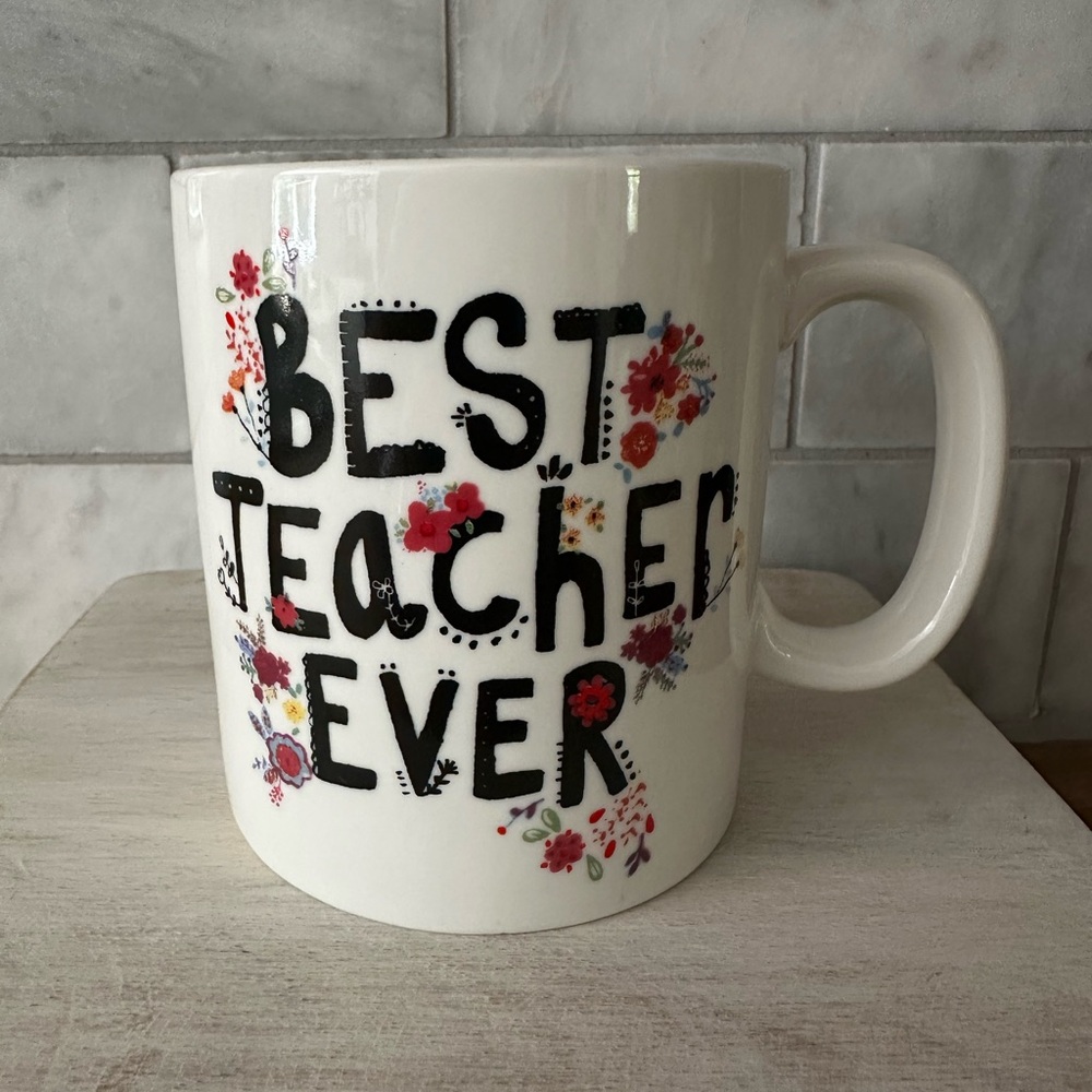 Natural Life Floral “Best Teacher Ever” Ceramic Mug (Used)